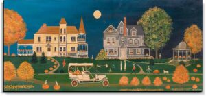 A Day in the Life of a Pumpkin - Evening: Canvas - Folk Art, Norma Finger