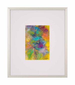 A swirl of rainbow pastels that combine into the shape of flower petals.