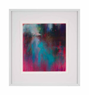 Dark hues of purple, pink, and cyan combine into a moody, entrapping forest.