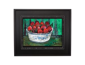 Strawberries in a Blue Bowl